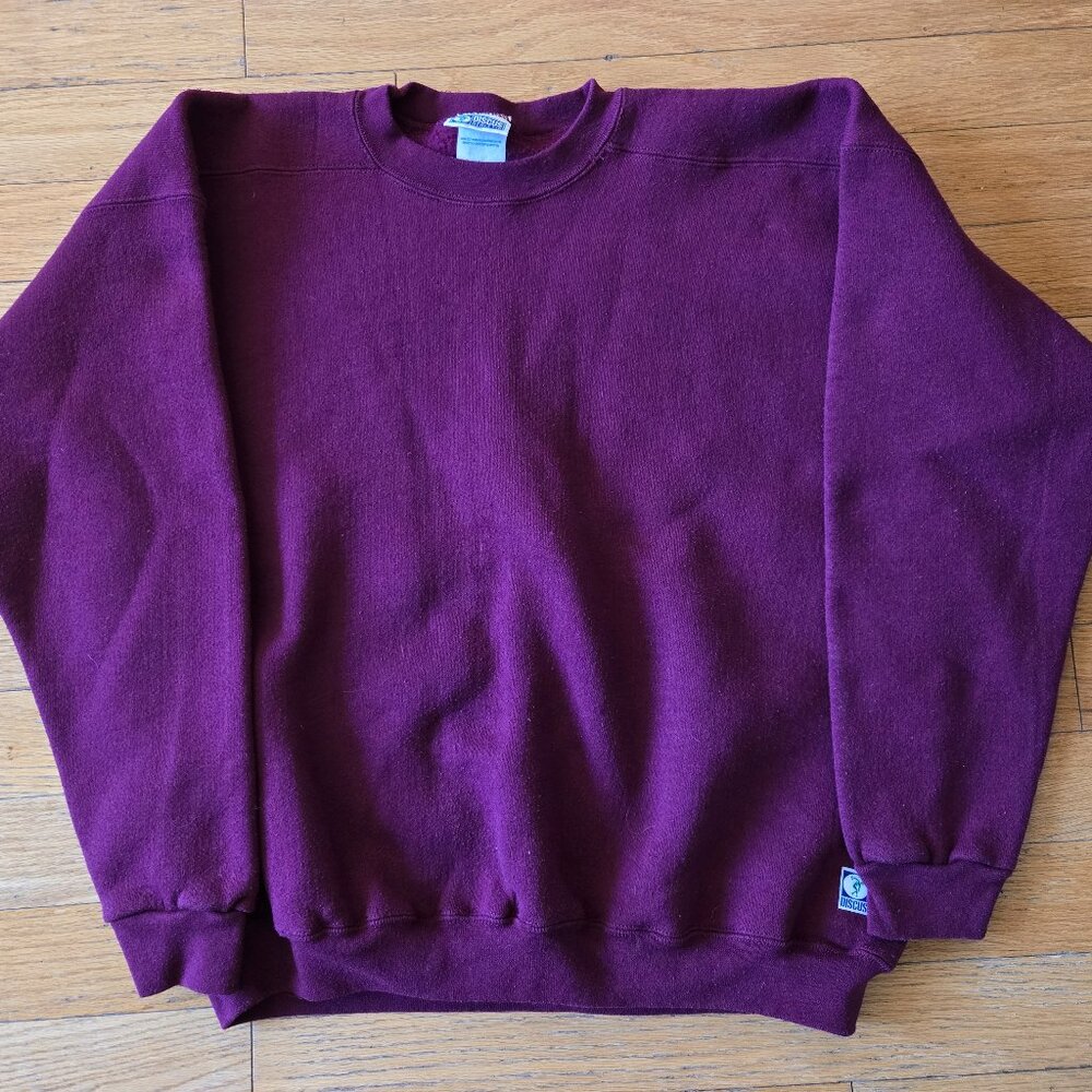 Vintage Discus Athletic Sweatshirt Men's Large Maroon Pullover Made In USA
